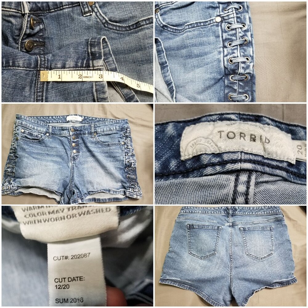 Vintage Torrid Medium Wash Denim Shortie Shorts 20